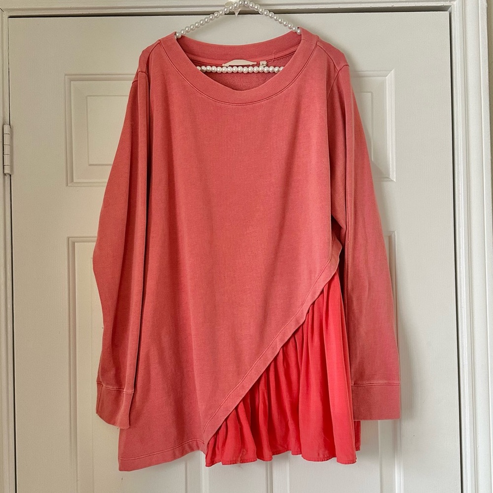 Soft Surroundings Brick Red Asymmetrical Top